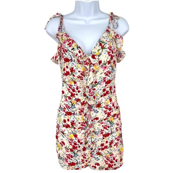 ASTR The Label Floral Ruffle Mini Dress White Multicolor Size XS - Picture 1 of 13